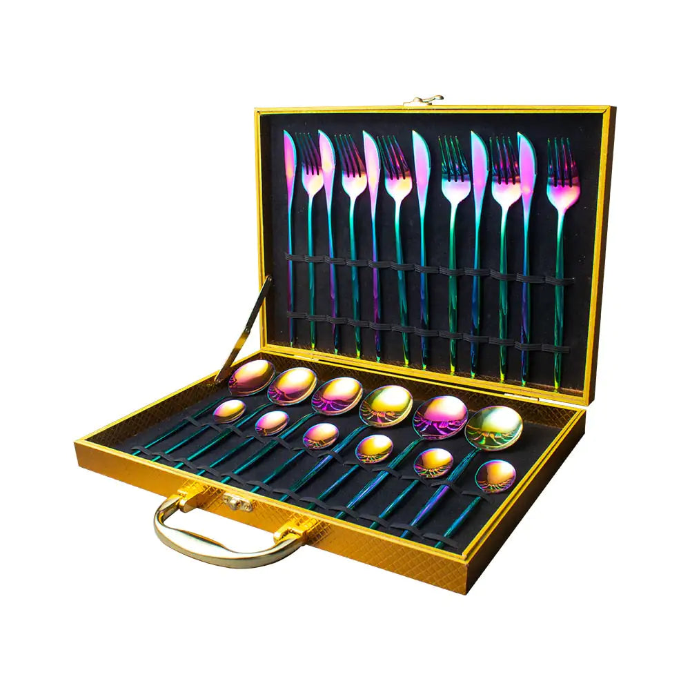 24pcs Gold Stainless Steel Cutlery Set