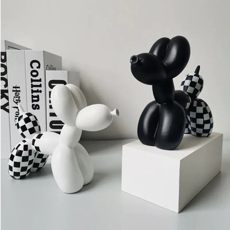 Checkerboard Balloon Dog Sculpture