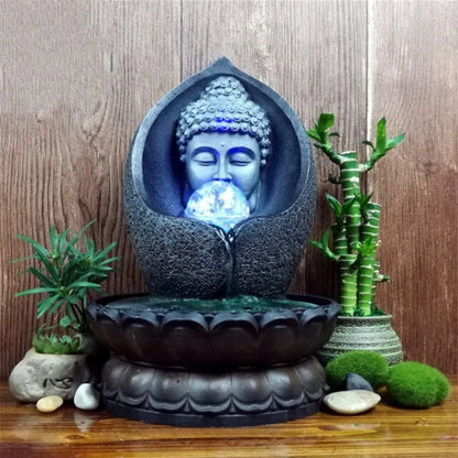 Indoor Running Water Fountains Handmade Buddha Statue