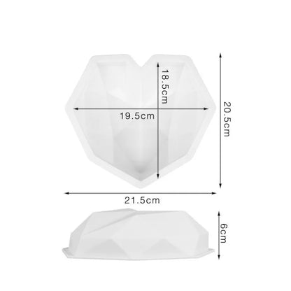 3D Diamond Heart Shaped Baking Mold