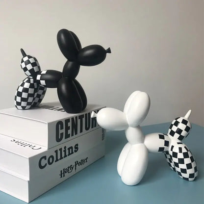 Checkerboard Balloon Dog Sculpture