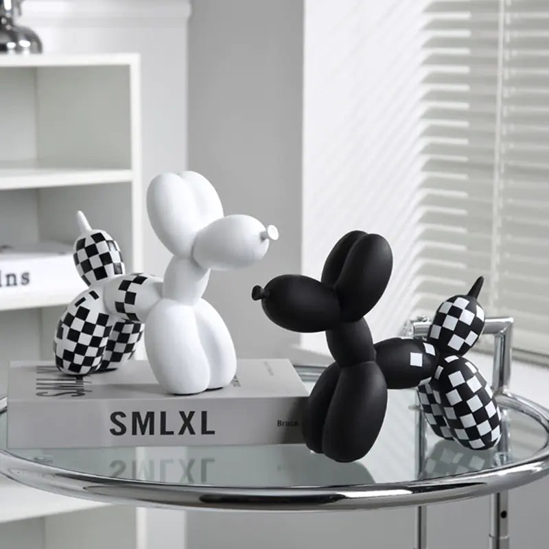 Checkerboard Balloon Dog Sculpture