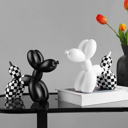 Checkerboard Balloon Dog Sculpture