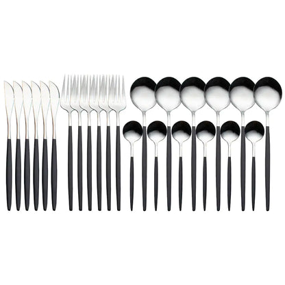 24pcs Gold Stainless Steel Cutlery Set