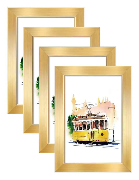 Annecy 4x6 Picture Frames (4 Pack Gold) Simple Designed Photo Frame For Pictures 4x6 for Wall or Table Display Classic Simple Home Office Decor