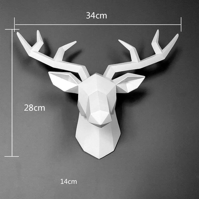 Modern 3D Deer Head Wall Sculpture